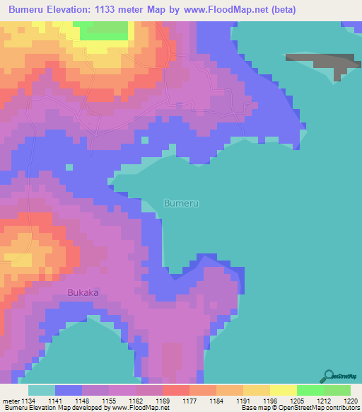 Bumeru,Uganda Elevation Map