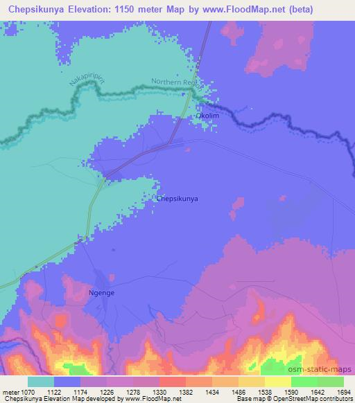 Chepsikunya,Uganda Elevation Map