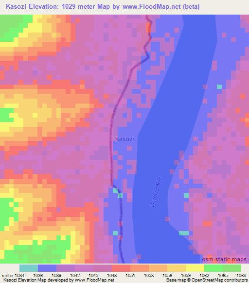 Kasozi,Uganda Elevation Map
