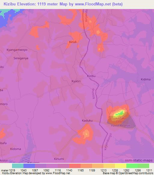 Kizibu,Uganda Elevation Map