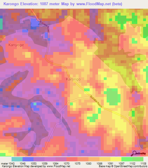 Karongo,Uganda Elevation Map