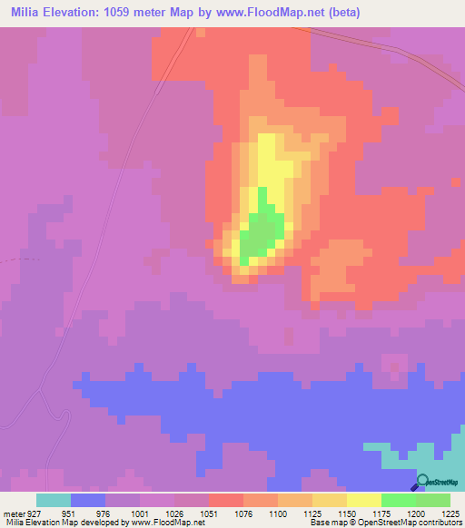 Milia,Uganda Elevation Map