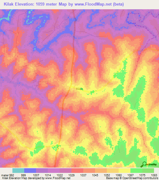 Kilak,Uganda Elevation Map