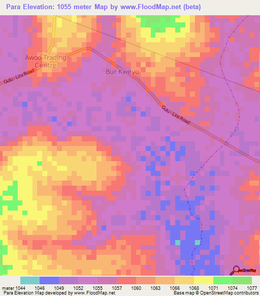 Para,Uganda Elevation Map