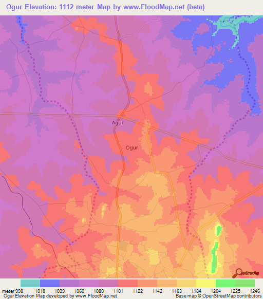 Ogur,Uganda Elevation Map