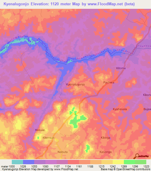 Kyenalugonjo,Uganda Elevation Map