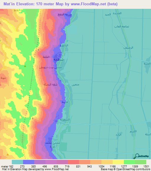 Mat`in,Syria Elevation Map