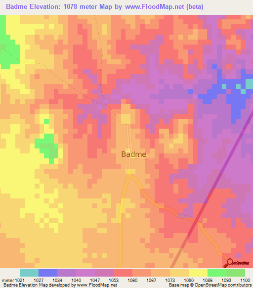 Badme,Eritrea Elevation Map