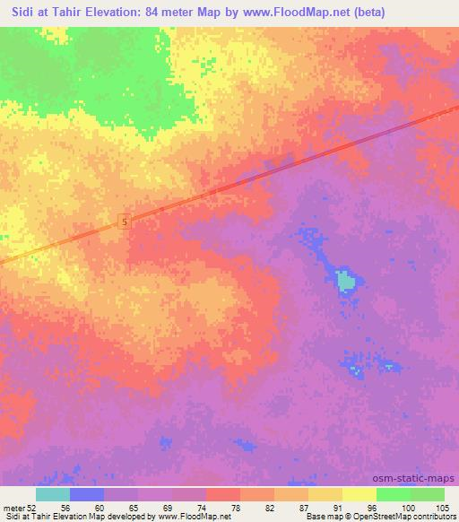 Sidi at Tahir,Libya Elevation Map