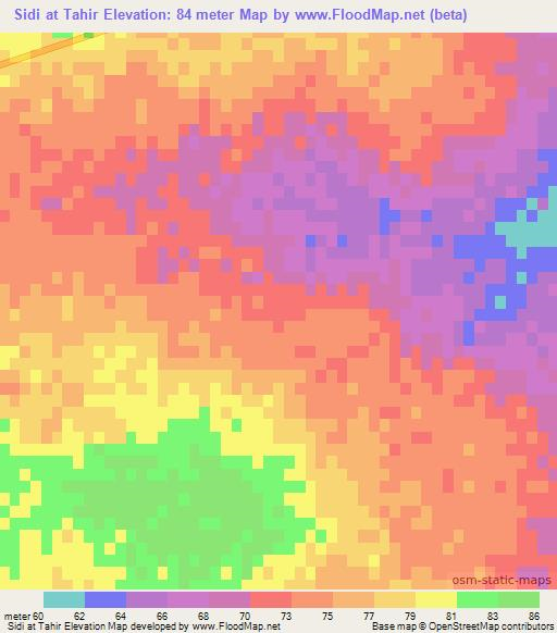 Sidi at Tahir,Libya Elevation Map
