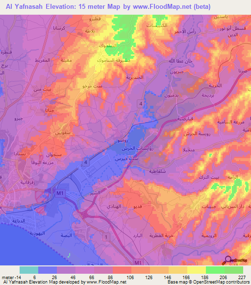 Al Yafnasah,Syria Elevation Map