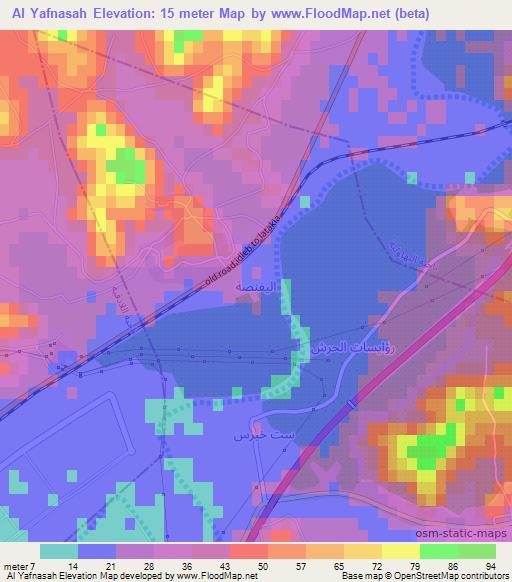 Al Yafnasah,Syria Elevation Map