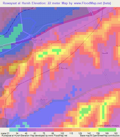 Ruwaysat al Hursh,Syria Elevation Map