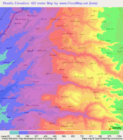 Khadlu,Syria Elevation Map
