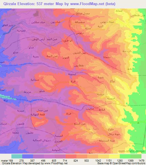 Qirzala,Syria Elevation Map