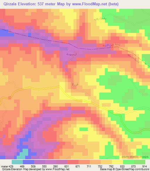 Qirzala,Syria Elevation Map