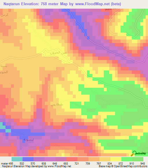Naqtarun,Syria Elevation Map