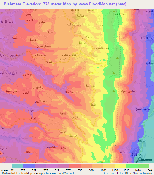 Bishmata,Syria Elevation Map