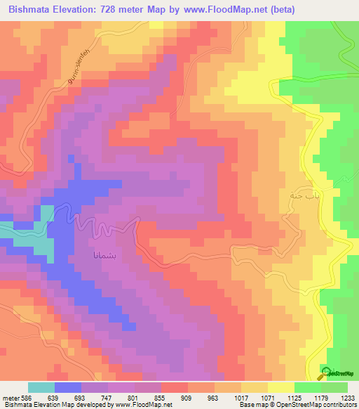 Bishmata,Syria Elevation Map