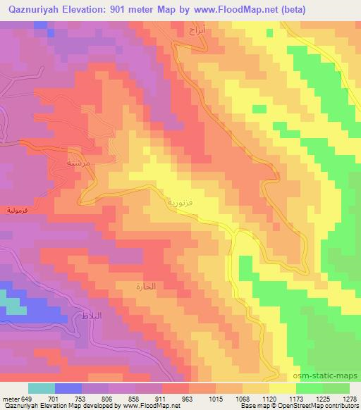 Qaznuriyah,Syria Elevation Map