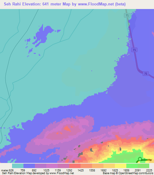 Seh Rahi,Iran Elevation Map