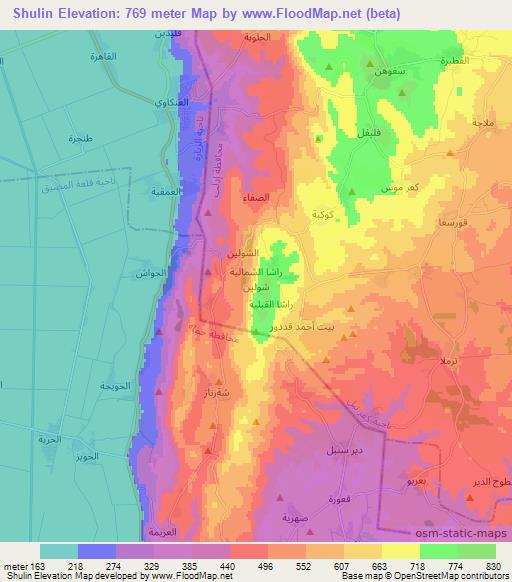 Shulin,Syria Elevation Map