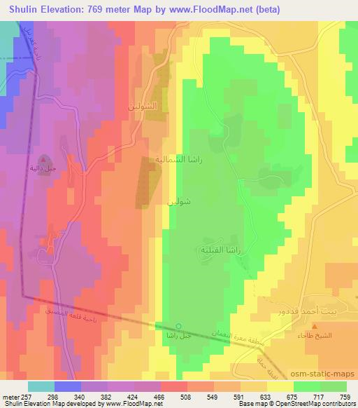 Shulin,Syria Elevation Map