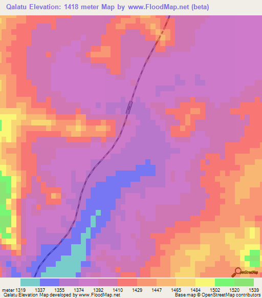 Qalatu,Iran Elevation Map
