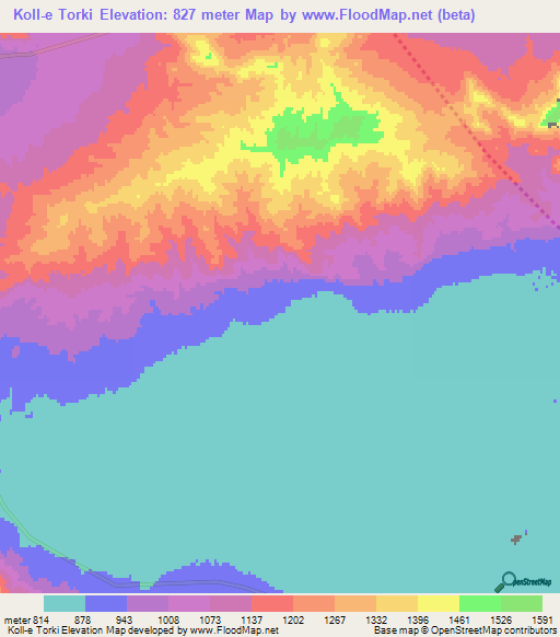 Koll-e Torki,Iran Elevation Map