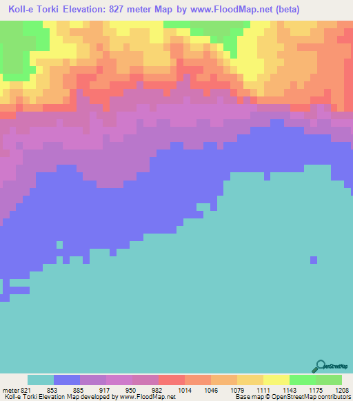 Koll-e Torki,Iran Elevation Map