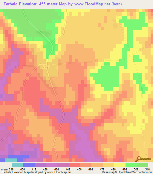 Tarhala,Syria Elevation Map