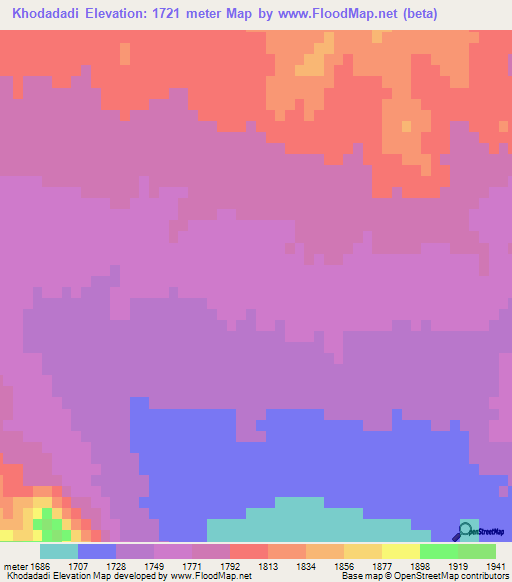Khodadadi,Iran Elevation Map