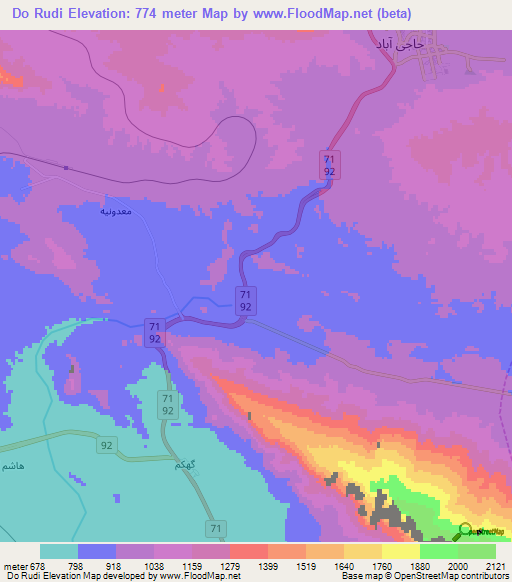 Do Rudi,Iran Elevation Map