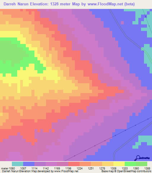 Darreh Narun,Iran Elevation Map