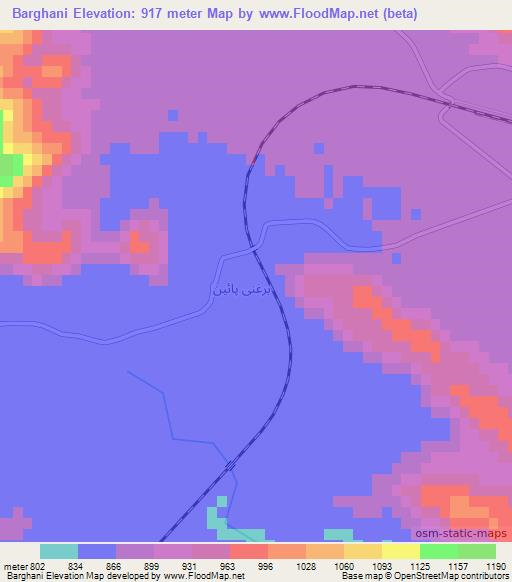 Barghani,Iran Elevation Map