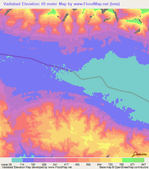 Vadiabad,Iran Elevation Map