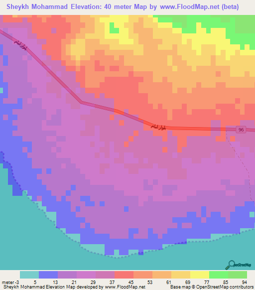 Sheykh Mohammad,Iran Elevation Map