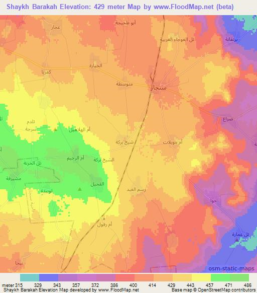 Shaykh Barakah,Syria Elevation Map