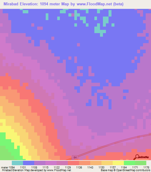 Mirabad,Iran Elevation Map