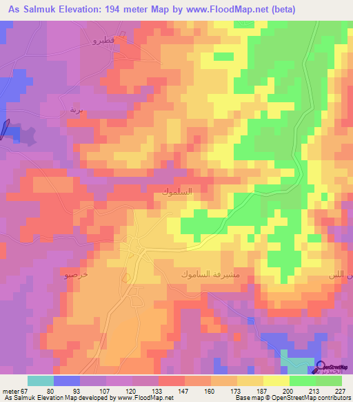 As Salmuk,Syria Elevation Map