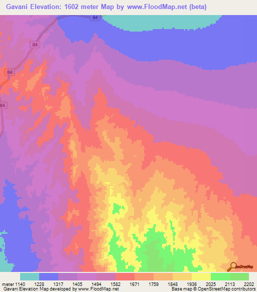 Gavani,Iran Elevation Map