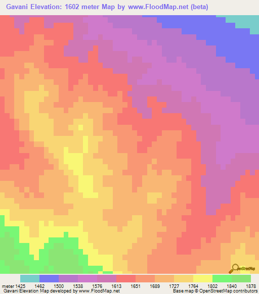 Gavani,Iran Elevation Map