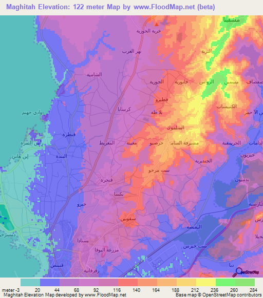 Maghitah,Syria Elevation Map