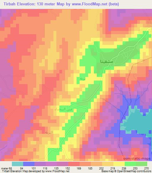 Tirbah,Syria Elevation Map
