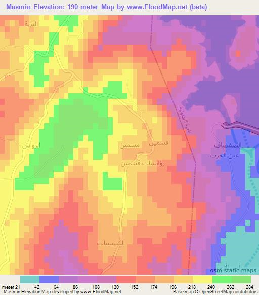 Masmin,Syria Elevation Map