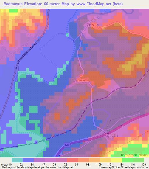 Badmayun,Syria Elevation Map