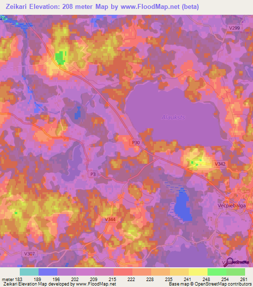 Zeikari,Latvia Elevation Map