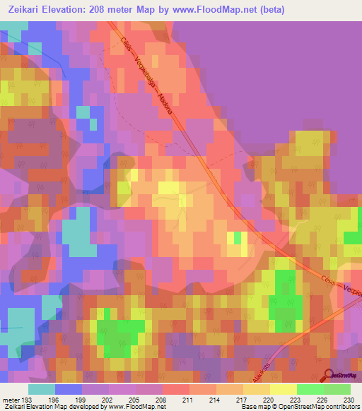 Zeikari,Latvia Elevation Map