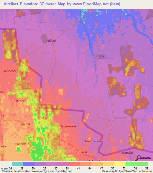 Viteikas,Latvia Elevation Map