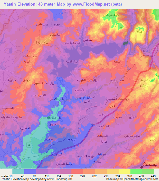 Yastin,Syria Elevation Map